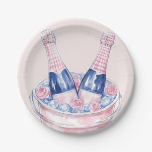 Grandmillennial Roze & Blauwe Champagne Papieren Bordje