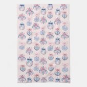 Grandmillennial Roze & Blauwe Kerst Ornamenten Theedoek (Verticaal)