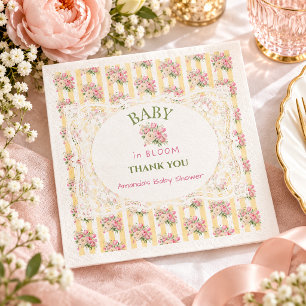 Grandmillennial Roze Bloemend Kant Baby Shower Servet