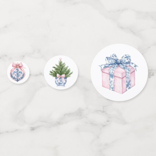 Grandmillennial Roze en Blauwe Damast Confetti (Achterkanten)