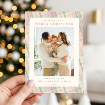 Grandmillennial Roze Groen Geruit Kerst Foto