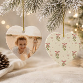 Grandmillennial Roze Lint Mistel Foto Hart Keramisch Ornament