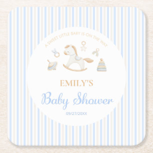 Grandmillennial Schommelpaard Baby Shower Kartonnen Onderzetters