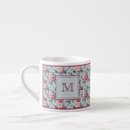Grandmillennial Stof Roze Bloem Motief Maatwerk Mo Espresso Kop