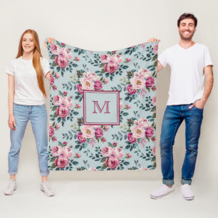 Grandmillennial Stof Roze Bloemstuk Aangepast Mono Fleece Deken