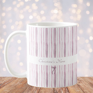 Grandmillennial Stof Roze Streep Elegante Cottage Koffiemok