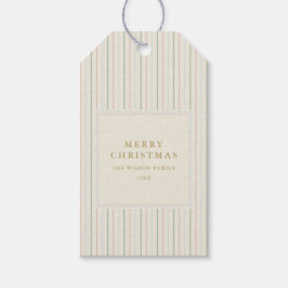 Grandmillennial Strepen Kerstmis Cadeaulabel