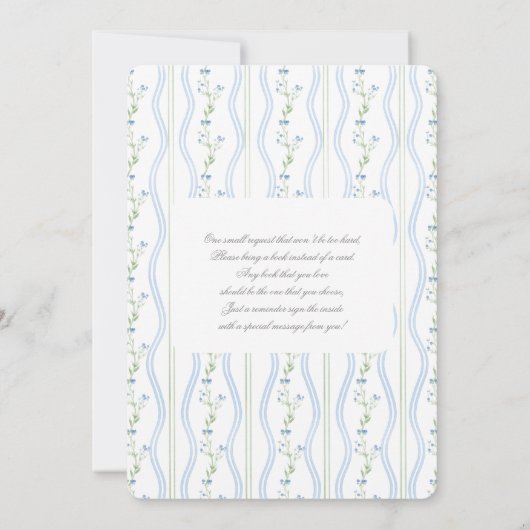 Grandmillennial Teddy Bear Baby shower Boy Kaart (Achterkant)