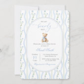 Grandmillennial Teddy Bear Baby shower Boy Kaart (Voorkant)