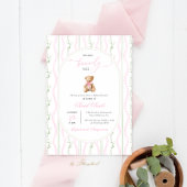 Grandmillennial Teddy Bear Baby shower Girl Kaart