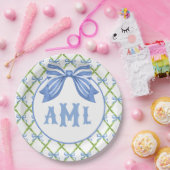 Grandmillennial Topiary | Monogram Papieren Bordje (Feest)