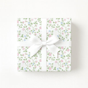 Grandmillennial vintage pastel bloemenverpakking cadeaupapier