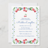 Grandmillennial Watercolor Kersen Uitnodiging (Voorkant)