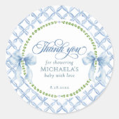 Grandmillennial Waterverf Baby shower Bedankt Ronde Sticker (Voorkant)