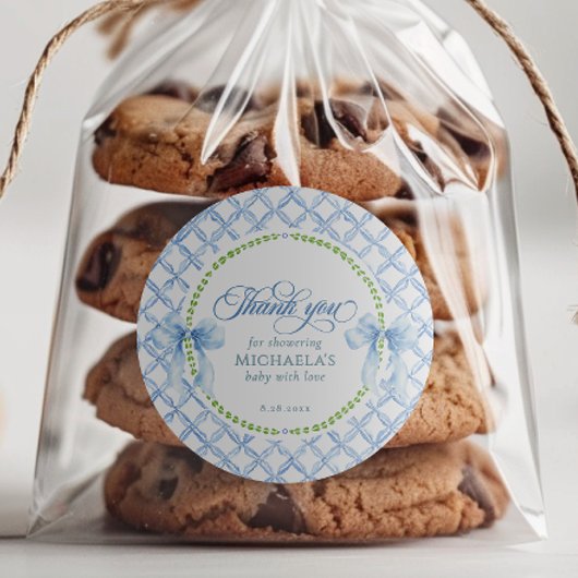 Grandmillennial Waterverf Baby shower Bedankt Ronde Sticker