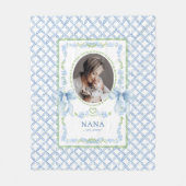 Grandmillennial Waterverf Bows Nana Foto Fleece Deken (Voorkant)
