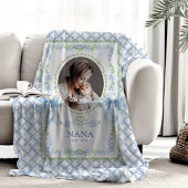 Grandmillennial Waterverf Bows Nana Foto Fleece Deken