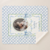 Grandmillennial Waterverf Bows Nana Foto Sherpa Deken (Voorkant (horizontaal))