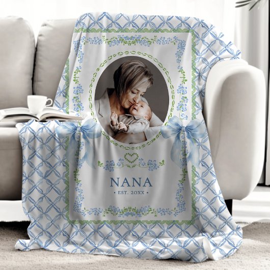 Grandmillennial Waterverf Bows Nana Foto Sherpa Deken