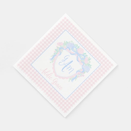 Grandmillennial Waterverf Crest Eerste Verjaardag Servet (Hoek)