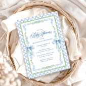 Grandmillennial Waterverf Floral Bow Baby shower Kaart