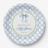 Grandmillennial Waterverf Floral Bow Baby shower Papieren Bordje (Voorkant)