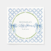 Grandmillennial Waterverf Floral Bow Baby shower Servet (Voorkant)