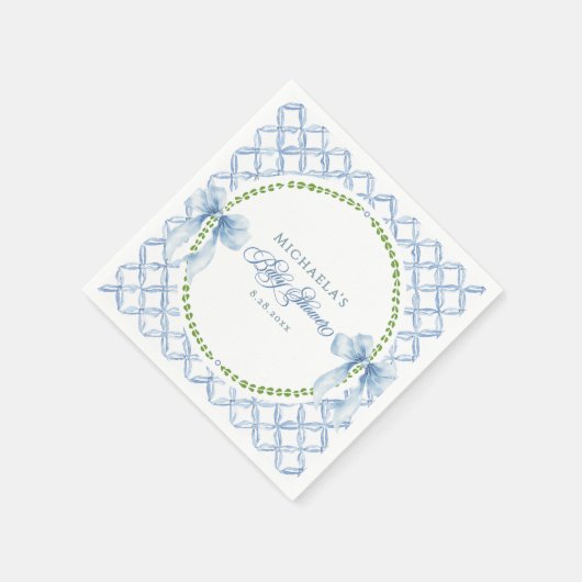 Grandmillennial Waterverf Floral Bow Baby shower Servet (Hoek)