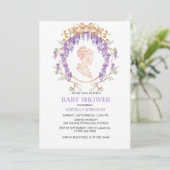 Grandmillennial Wisteria Baby Shower Invitation Kaart (Staand voorkant)