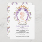 Grandmillennial Wisteria Baby Shower Invitation Kaart (Voorkant / Achterkant)