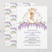 Grandmillennial Wisteria Baby shower Invitation Kaart (Voorkant / Achterkant)