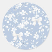 Grandmillennial Witte Bloemen Chinoiserie Bows Ronde Sticker (Voorkant)