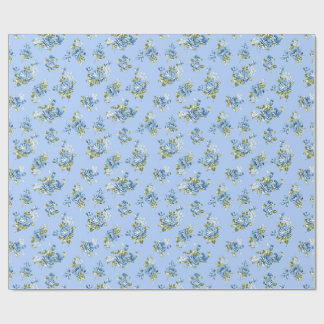 Grandmillennial Zachte Blauwe Vintage Bloemige Inp Cadeaupapier