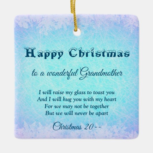 Grandmoeder Ceramic Ornam, op afstand Happy Kerstm Keramisch Ornament (Voorkant)