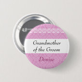 GRANDMOEDER VAN DE GROOM Pink Damask Wedding Ronde Button 5,7 Cm (Voorkant /achterkant)