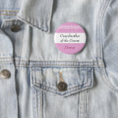GRANDMOEDER VAN DE GROOM Pink Damask Wedding Ronde Button 5,7 Cm (In situ)