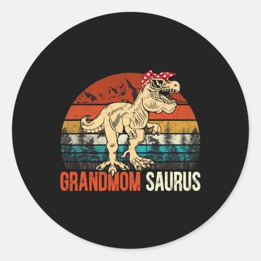 Grandmomsaurus T Rex Dinosaur Grootmoeder Saurus M Ronde Sticker (Voorkant)