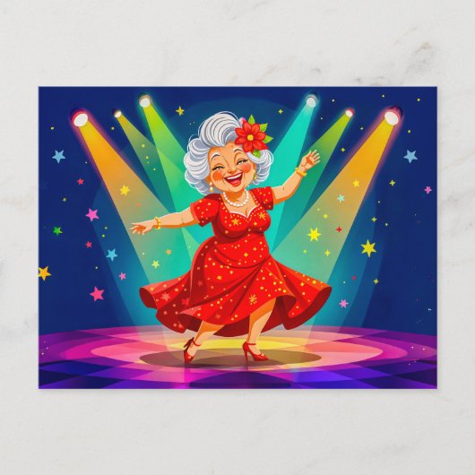 Grandmother Dancing on Stage Illustration Feestdagenkaart (Voorkant)
