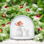 Grandmother Grandson Snowman Holding Hands Sneeuwbol (Kerstmis)