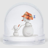 Grandmother Grandson Snowman Holding Hands Sneeuwbol (Achterkant)