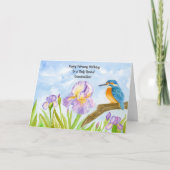 Grandmother Happy February Birthday Kingfisher Kaart (Voorkant)
