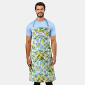 Grandmother Lemon Floral Blue and White Stripe Schort (Gedragen)