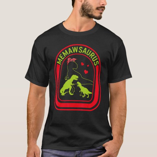 Grandmother Memawsaurus Dinosaur Heart Dinosaur M T-shirt (Voorkant)