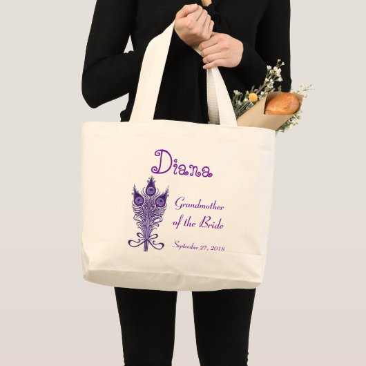 GRANDMOTHER of ANY Wedding Role PEACOCK Grote Tote Bag (Voorkant (product))