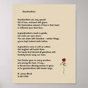 "Grandmothers" gedicht op 8x10 Poster