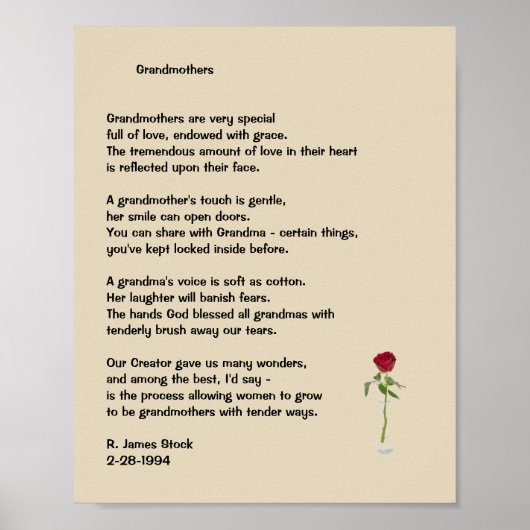 "Grandmothers" gedicht op 8x10 Poster (Voorkant)