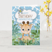 Grandnephew Blue Oerwoud Giraffe Thema Birthday Kaart (Gele Bloem)