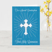 Grandnephew First Community Cross and Rays on Blue Kaart (Gele Bloem)