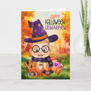 Grandnephew Little Wizard Boy Pumpkin Halloween Feestdagen Kaart