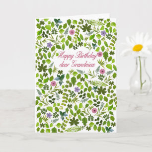 Grandniece Birthday Scattered Leaves Card Kaart
